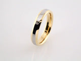 14K Yellow/White Gold 4 mm Beveled-Edge Comfort-Fit Flat Band Size 7