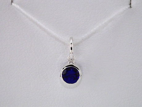 14K White Gold Posh Mommy® Imitation Blue Sapphire Charm/Pendant