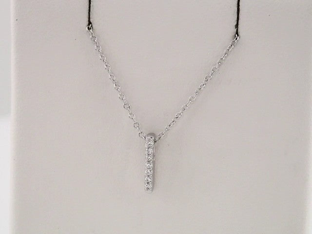 14K White Gold .05 CTW Natural Diamond Bar 16-18" Necklace