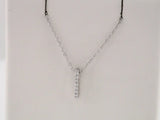14K White Gold .05 CTW Natural Diamond Bar 16-18" Necklace