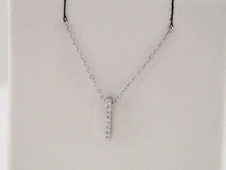 14K White Gold .05 CTW Natural Diamond Bar 16-18" Necklace