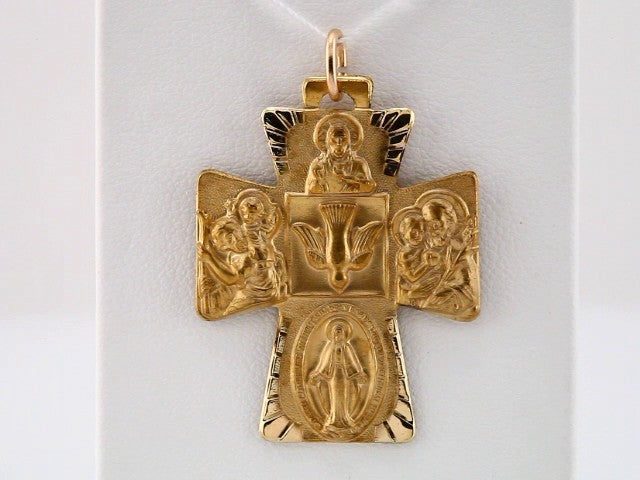 14K Yellow 28x23.5 mm Four-Way Cross Medal