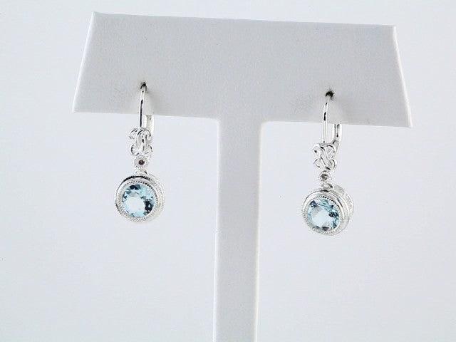 Sterling Silver Natural Aquamarine & .02 CTW Natural Diamond Earrings