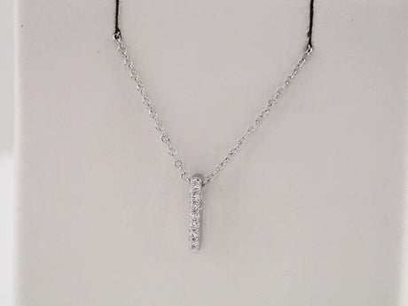 14K White .05 CTW Natural Diamond Bar 16-18" Necklace