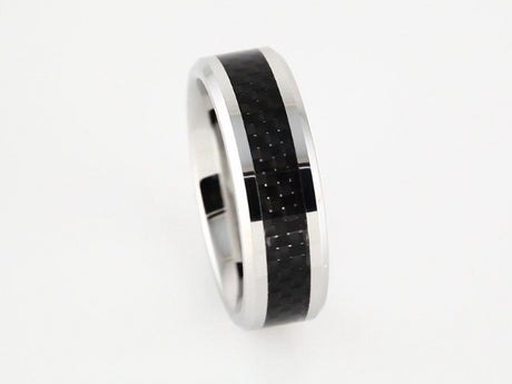 Cobalt 8 mm Beveled-Edge Carbon Fiber Inlay Comfort-Fit Band Size 8