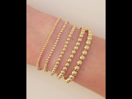 14K Yellow Gold-Filled 5 mm Elastic Bead 6 1/2" Bracelet