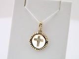 14K Yellow .04 CTW Natural Diamond Cross Rope Pendant