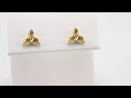 14K Yellow Gold Celtic-Inspired Trinity Earrings