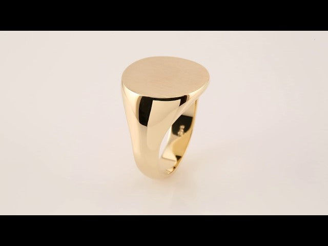 14K Yellow Gold 18 mm Round Signet Ring