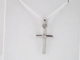 14K White .01 CT Natural Diamond Cross Pendant