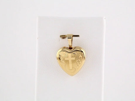14K Yellow Gold-Plated Sterling Silver Cross Heart Locket