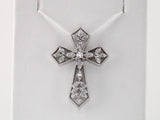 14K White 1/10 CTW Natural Diamond Cross Pendant