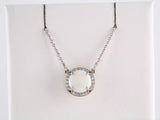 14K White Natural White Opal & .05 CTW Natural Diamond 16" Necklace