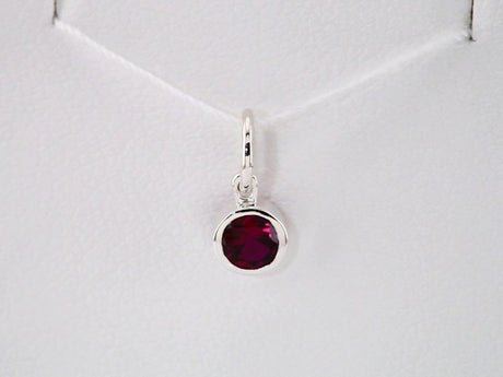 14K White Gold Posh Mommy® Imitation Garnet Charm/Pendant