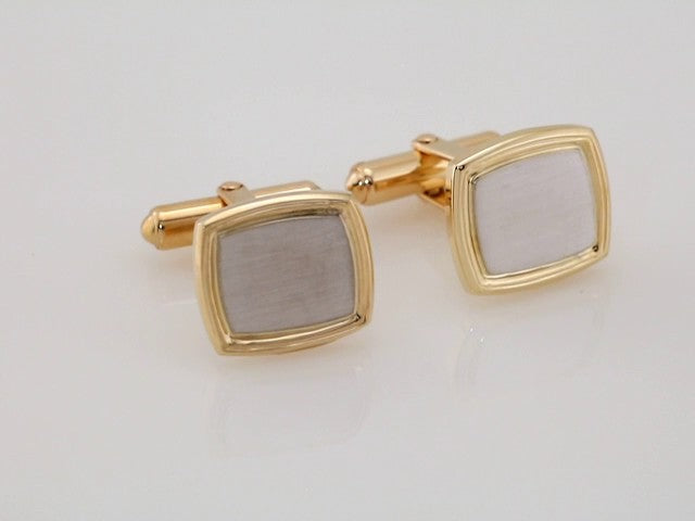 14K Yellow/White 14x16 mm Square Cuff Links