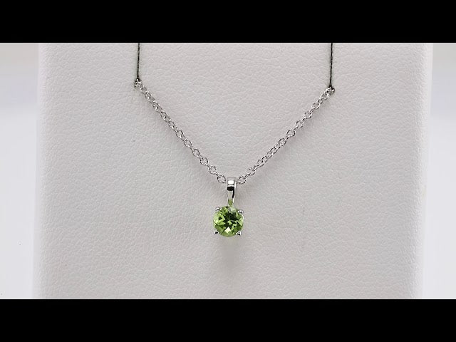 Sterling Silver 5 mm Imitation Peridot 16-18" Necklace