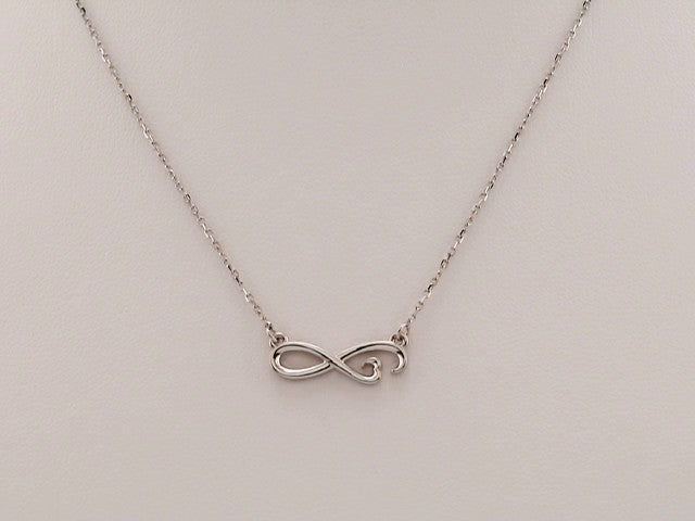 14K White Infinity-Inspired Heart 16-18" Necklace