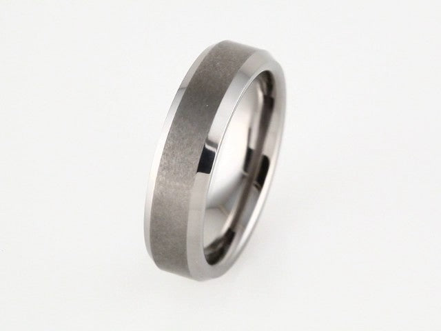 Tungsten 6 mm Satin & Polished Beveled-Edge Band