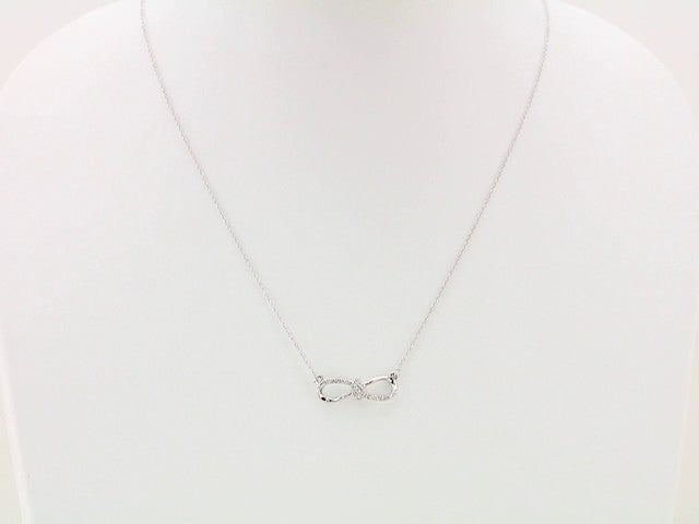 14K White Gold 1/8 CTW Natural Diamond Infinity-Inspired 18" Necklace 