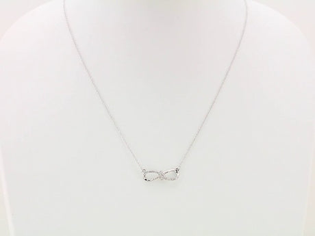 14K White Gold 1/8 CTW Natural Diamond Infinity-Inspired 18" Necklace 
