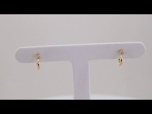 14K Yellow Gold 0.06 CTW Natural Diamond Huggie J-Hoop Earring