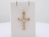 14K Yellow/White 25.3x18 mm Hollow Crucifix Pendant