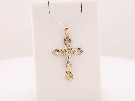 14K Yellow/White Gold 20.5x15 mm Crucifix Pendant 