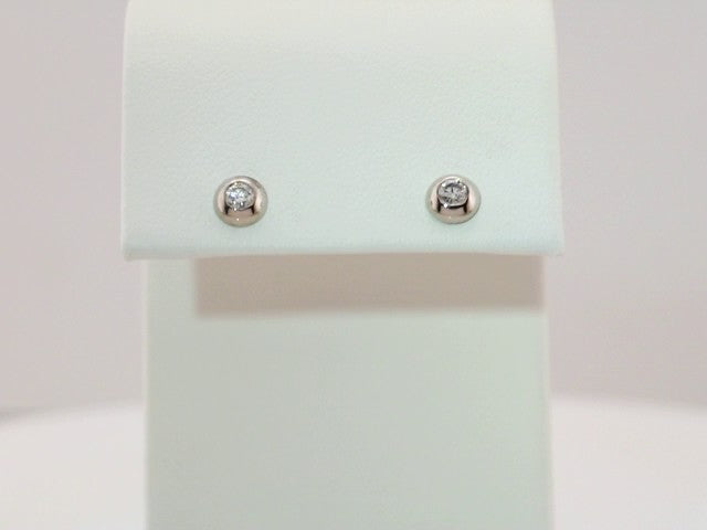 14K White 1/8 CTW Natural Diamond Domed Stud Earring