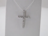 14K White Gold 1/4 CTW Natural Diamond Petite Cross Pendant