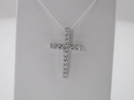 14K White Gold 1/4 CTW Natural Diamond Petite Cross Pendant
