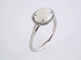 14K White Natural White Opal & .06 CTW Natural Diamond Ring