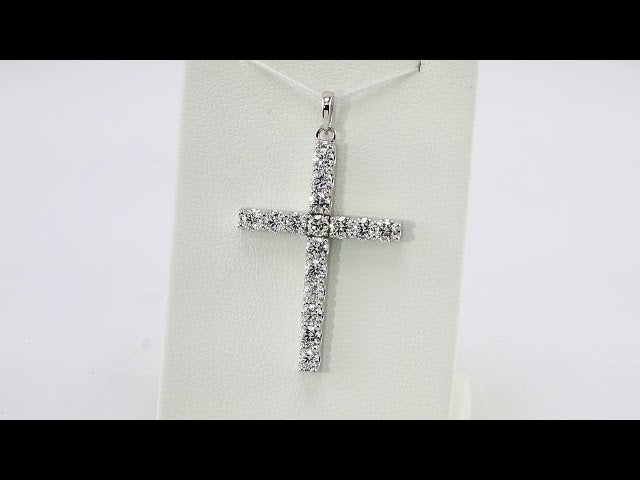 14K White 1/8 CTW Natural Diamond Cross 18" Necklace