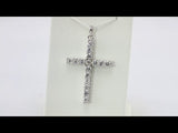 14K White 1/8 CTW Natural Diamond Cross 18" Necklace