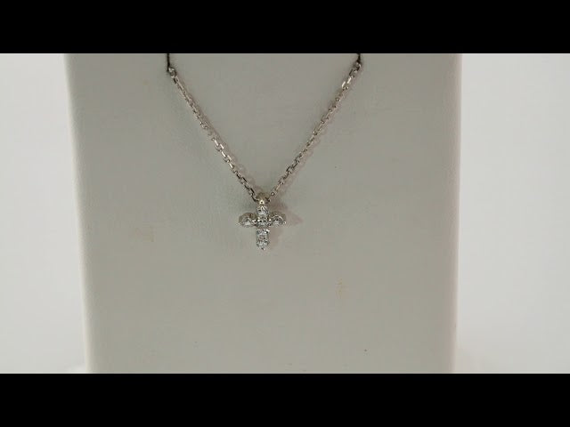 14K White Gold 1/6 CTW Natural Diamond Cross 16-18" Necklace