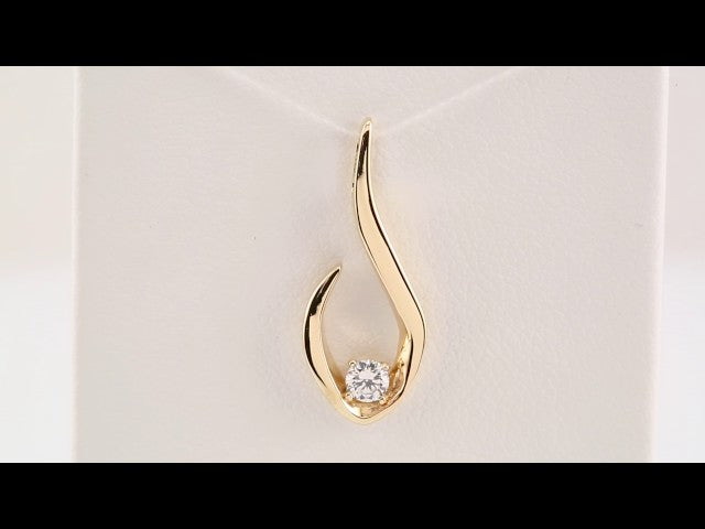 14K Yellow 1/6 CTW Natural Diamond Freeform Pendant