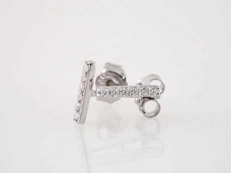 14K White Gold 1/10 CTW Natural Diamond Bar Earrings