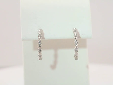 14K White Gold .04 CTW Natural Diamond Hoop Earrings
