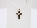 14K Yellow/White .025 CT Natural Diamond Cross Pendant