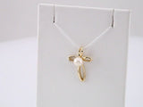 14K Yellow Cultured White Freshwater Pearl Cross Pendant