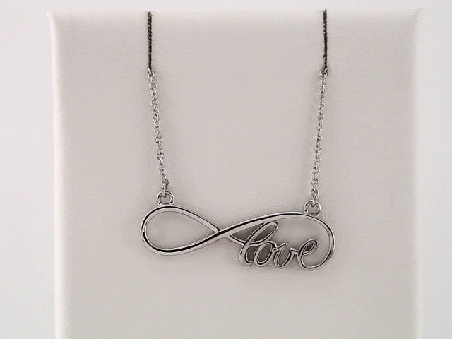 14K White 27.5x8.4 mm Infinity-Inspired Love 17" Necklace