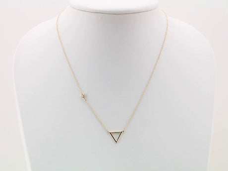 14K Yellow Gold .05 CTW Natural Diamond Triangle 16-18" Necklace
