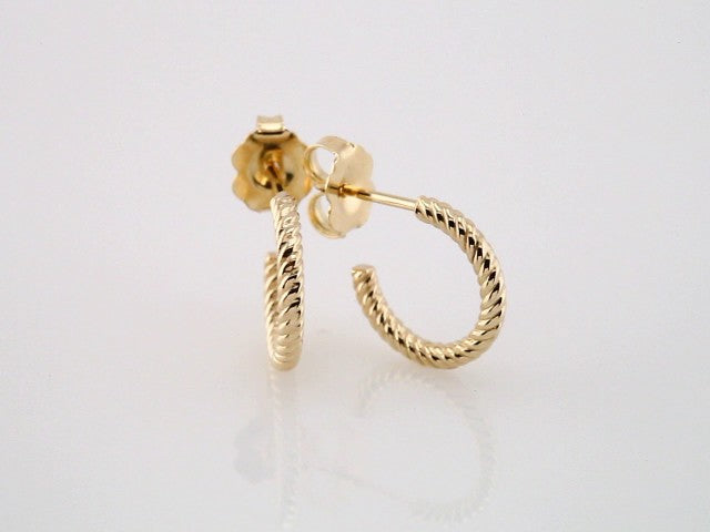14K Yellow Gold Rope 12 mm Hoop Earrings