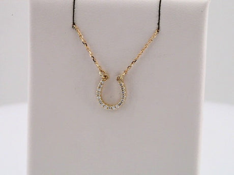 14K Yellow .07 CTW Natural Diamond Horseshoe 16" Necklace