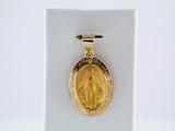 14K Yellow Gold 19x13.5 mm Oval Hollow Miraculous Medal