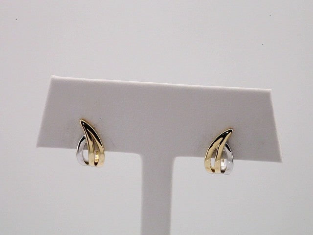 14K Yellow/White Freeform J-Hoop Earrings