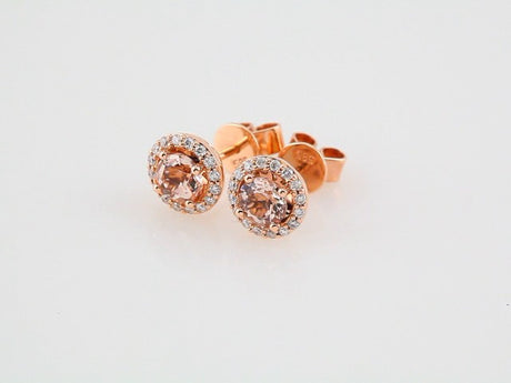 14K Rose Natural Pink Morganite & 1/5 CTW Natural Diamond Earrings