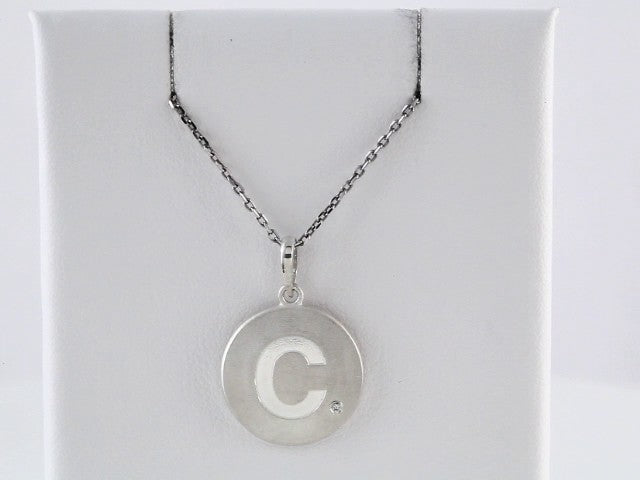 Sterling Silver .005 CT Natural Diamond Initial C 18" Necklace