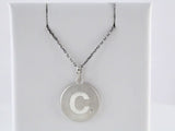 Sterling Silver .005 CT Natural Diamond Initial C 18" Necklace