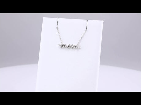 14K White Gold Petite Mom Script 18" Necklace 