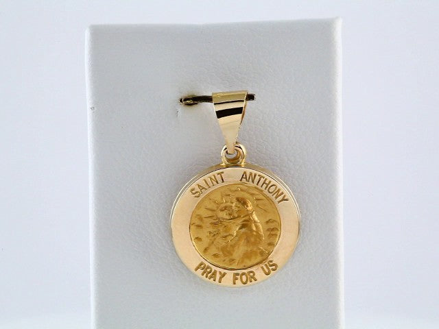 14K Yellow 15 mm Round Hollow St. Anthony Medal